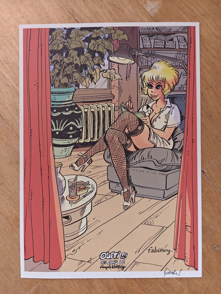 Ex-libris Natacha - Pin-up, signé F. Walthéry